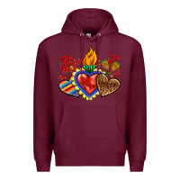 Burgundy Sacred heart with leopard and serape heart Premium Hoodie - RanaPortraitStore