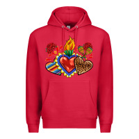 Cardinal Sacred heart with leopard and serape heart Premium Hoodie - RanaPortraitStore