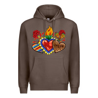 Coffee Sacred heart with leopard and serape heart Premium Hoodie - RanaPortraitStore