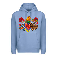 Colony Blue Sacred heart with leopard and serape heart Premium Hoodie - RanaPortraitStore