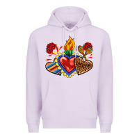 Lilac Sacred heart with leopard and serape heart Premium Hoodie - RanaPortraitStore