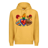 Mustard Sacred heart with leopard and serape heart Premium Hoodie - RanaPortraitStore