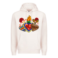 Pale Pink Sacred heart with leopard and serape heart Premium Hoodie - RanaPortraitStore