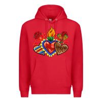 Red Sacred heart with leopard and serape heart Premium Hoodie - RanaPortraitStore