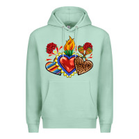 Seafoam Sacred heart with leopard and serape heart Premium Hoodie - RanaPortraitStore