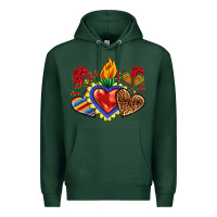 Sports Green Sacred heart with leopard and serape heart Premium Hoodie - RanaPortraitStore
