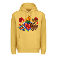Antique Gold Sacred heart with leopard and serape heart Premium Hoodie - RanaPortraitStore