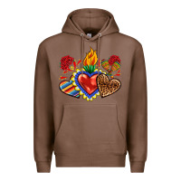 Chestnut Sacred heart with leopard and serape heart Premium Hoodie - RanaPortraitStore