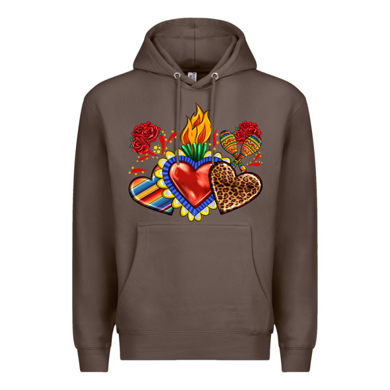 Sacred Heart With Leopard And Serape Heart Premium Hoodie by RanaPortraitStore | Teevron