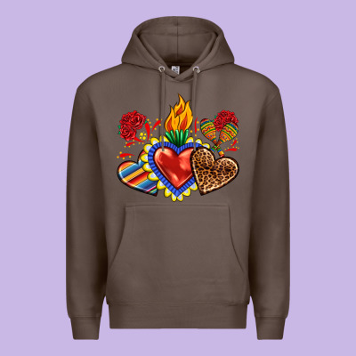 Premium Hoodie Sacred heart with leopard and serape heart