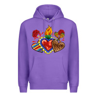 Purple Sacred heart with leopard and serape heart Premium Hoodie - RanaPortraitStore
