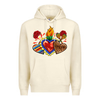 Sandshell Sacred heart with leopard and serape heart Premium Hoodie - RanaPortraitStore