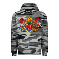 Slate Camo Sacred heart with leopard and serape heart Premium Hoodie - RanaPortraitStore