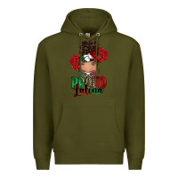 Army Green Proud Latina messy bun Premium Hoodie - RanaPortraitStore