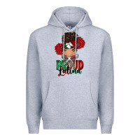Heather Grey Proud Latina messy bun Premium Hoodie - RanaPortraitStore