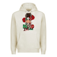 Oatmeal Heather Proud Latina messy bun Premium Hoodie - RanaPortraitStore