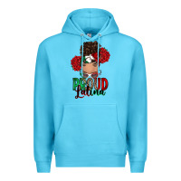 Ocean Blue Proud Latina messy bun Premium Hoodie - RanaPortraitStore