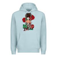 Blue Mist Proud Latina messy bun Premium Hoodie - RanaPortraitStore