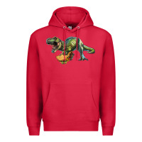 Cardinal T-Rex dinosaur holding a taco Premium Hoodie - RanaPortraitStore