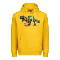 Lemon T-Rex dinosaur holding a taco Premium Hoodie - RanaPortraitStore