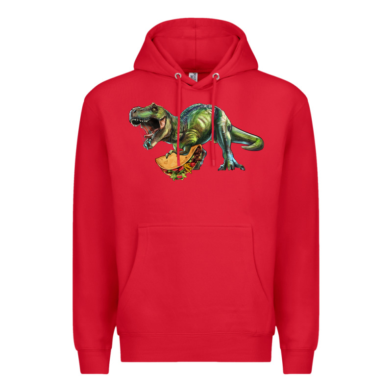 T-rex Dinosaur Holding A Taco Premium Hoodie by RanaPortraitStore | Teevron