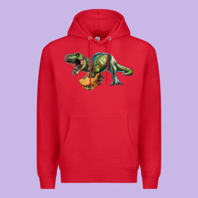 Premium Hoodie T-Rex dinosaur holding a taco