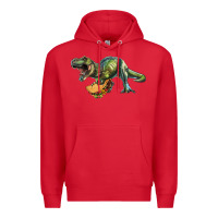 Red T-Rex dinosaur holding a taco Premium Hoodie - RanaPortraitStore