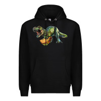 Black T-Rex dinosaur holding a taco Premium Hoodie - RanaPortraitStore
