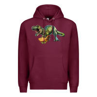 Burgundy T-Rex dinosaur holding a taco Premium Hoodie - RanaPortraitStore