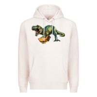 Pale Pink T-Rex dinosaur holding a taco Premium Hoodie - RanaPortraitStore