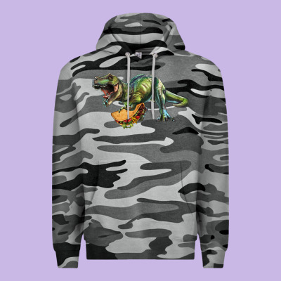 Premium Hoodie T-Rex dinosaur holding a taco