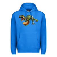 True Royal T-Rex dinosaur holding a taco Premium Hoodie - RanaPortraitStore