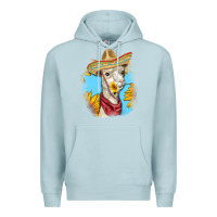 Blue Mist Sombrero Llama Premium Hoodie - RanaPortraitStore