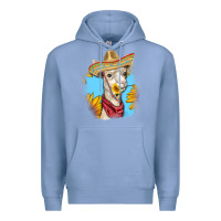 Colony Blue Sombrero Llama Premium Hoodie - RanaPortraitStore