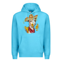 Ocean Blue Sombrero Llama Premium Hoodie - RanaPortraitStore