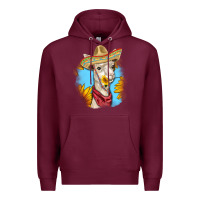 Burgundy Sombrero Llama Premium Hoodie - RanaPortraitStore