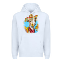 White Sombrero Llama Premium Hoodie - RanaPortraitStore