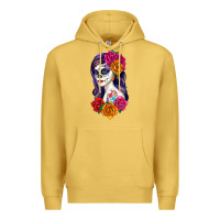 Antique Gold sugar skull girl Premium Hoodie - RanaPortraitStore