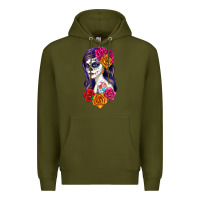Army Green sugar skull girl Premium Hoodie - RanaPortraitStore