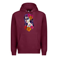 Burgundy sugar skull girl Premium Hoodie - RanaPortraitStore