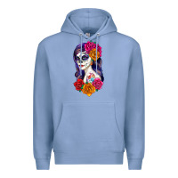 Colony Blue sugar skull girl Premium Hoodie - RanaPortraitStore
