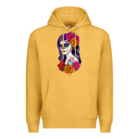 Mustard sugar skull girl Premium Hoodie - RanaPortraitStore