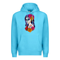 Ocean Blue sugar skull girl Premium Hoodie - RanaPortraitStore