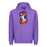 Purple sugar skull girl Premium Hoodie - RanaPortraitStore
