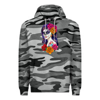 Slate Camo sugar skull girl Premium Hoodie - RanaPortraitStore
