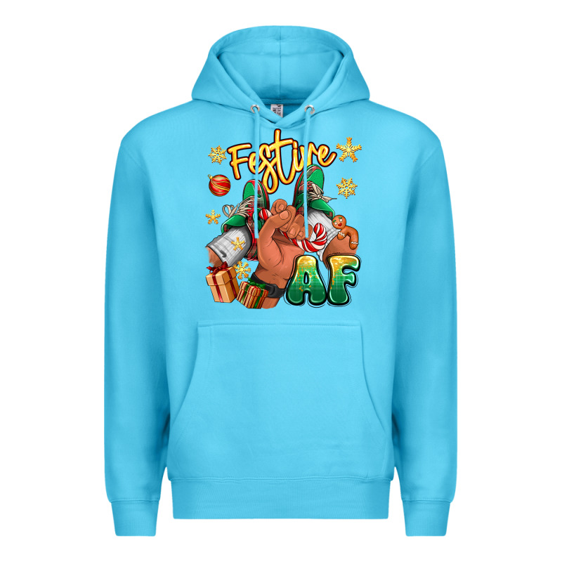 Festive Af Christmas Black Man Sneakers Premium Hoodie by RanaPortraitStore | Teevron