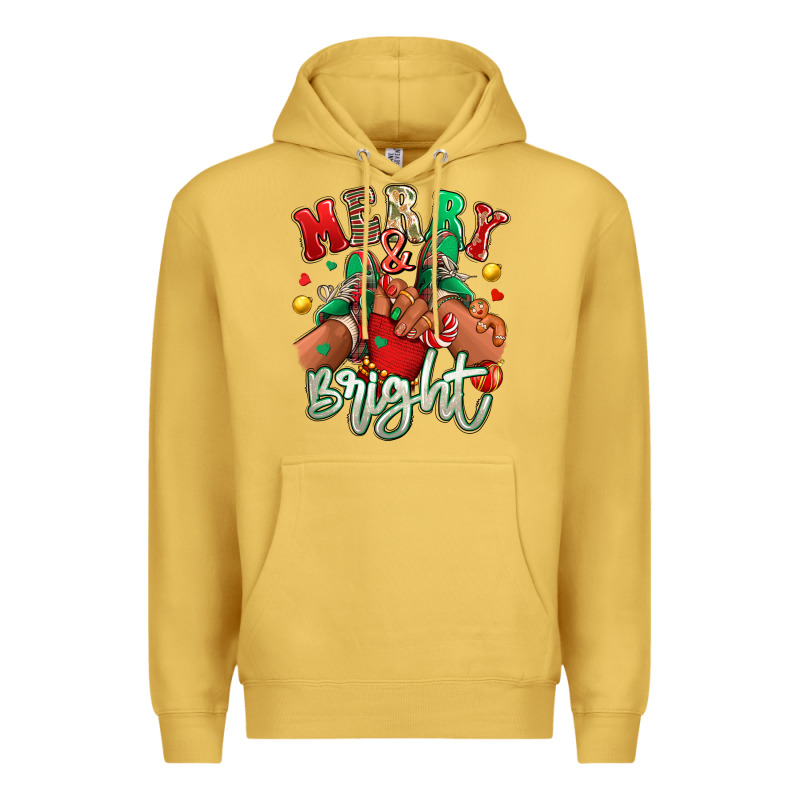 Merry And Bright Black Kid Sneakers Premium Hoodie by RanaPortraitStore | Teevron