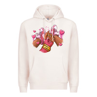 Pale Pink valentines day afro girl sneakers Premium Hoodie - RanaPortraitStore