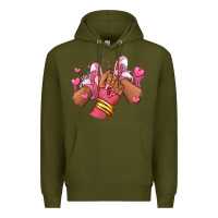Army Green valentines day afro girl sneakers Premium Hoodie - RanaPortraitStore