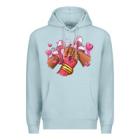 Blue Mist valentines day afro girl sneakers Premium Hoodie - RanaPortraitStore